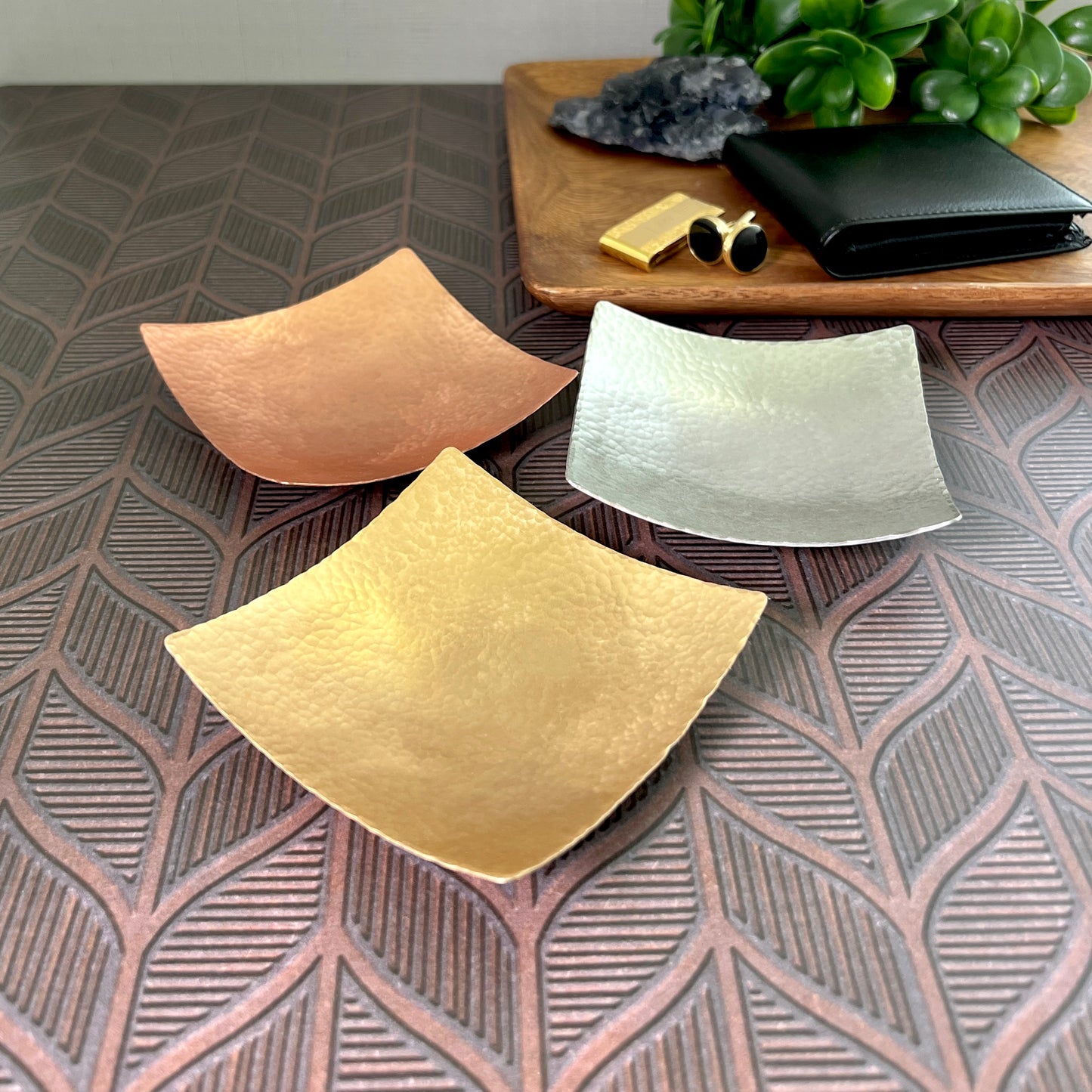 Pewter 4" Square Dish – Hammered Handmade Tray