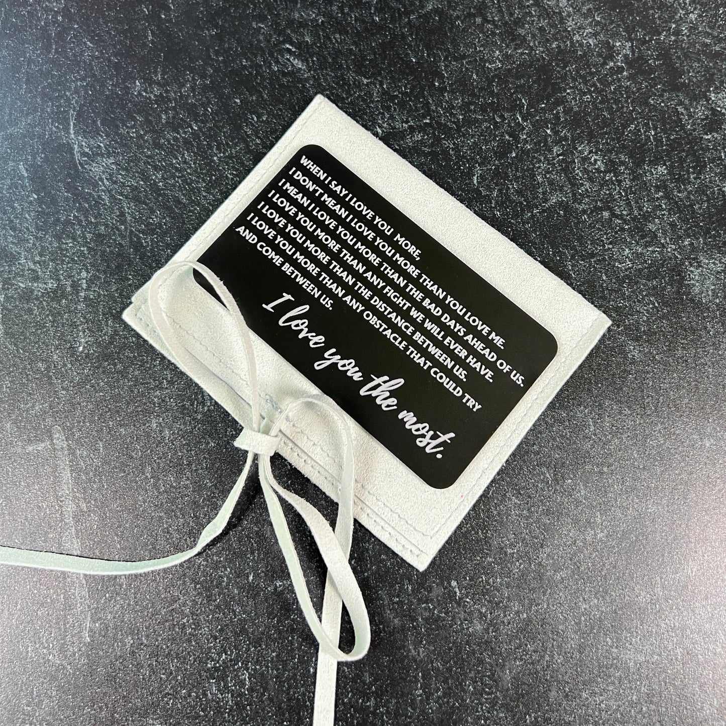 I Love You Most" Metal Engraved Wallet Card with Pouch