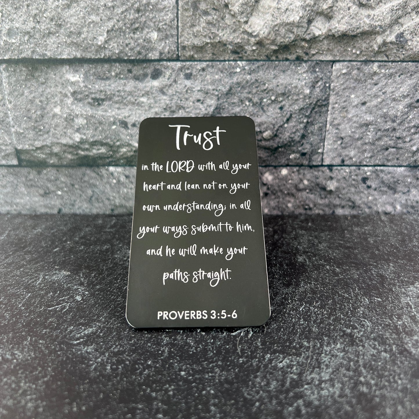 Engraved Metal Wallet Card; Scripture Wallet Insert in Six Styles