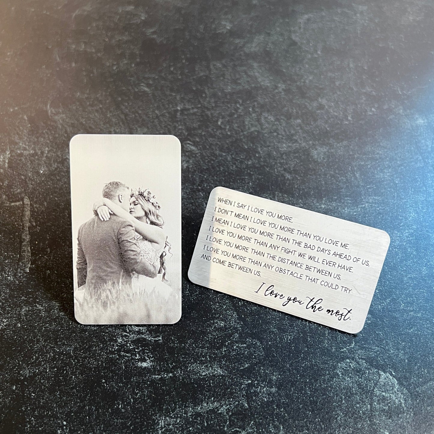 Photo Wallet Card – Engraved “I Love You Most” with Personalized Image