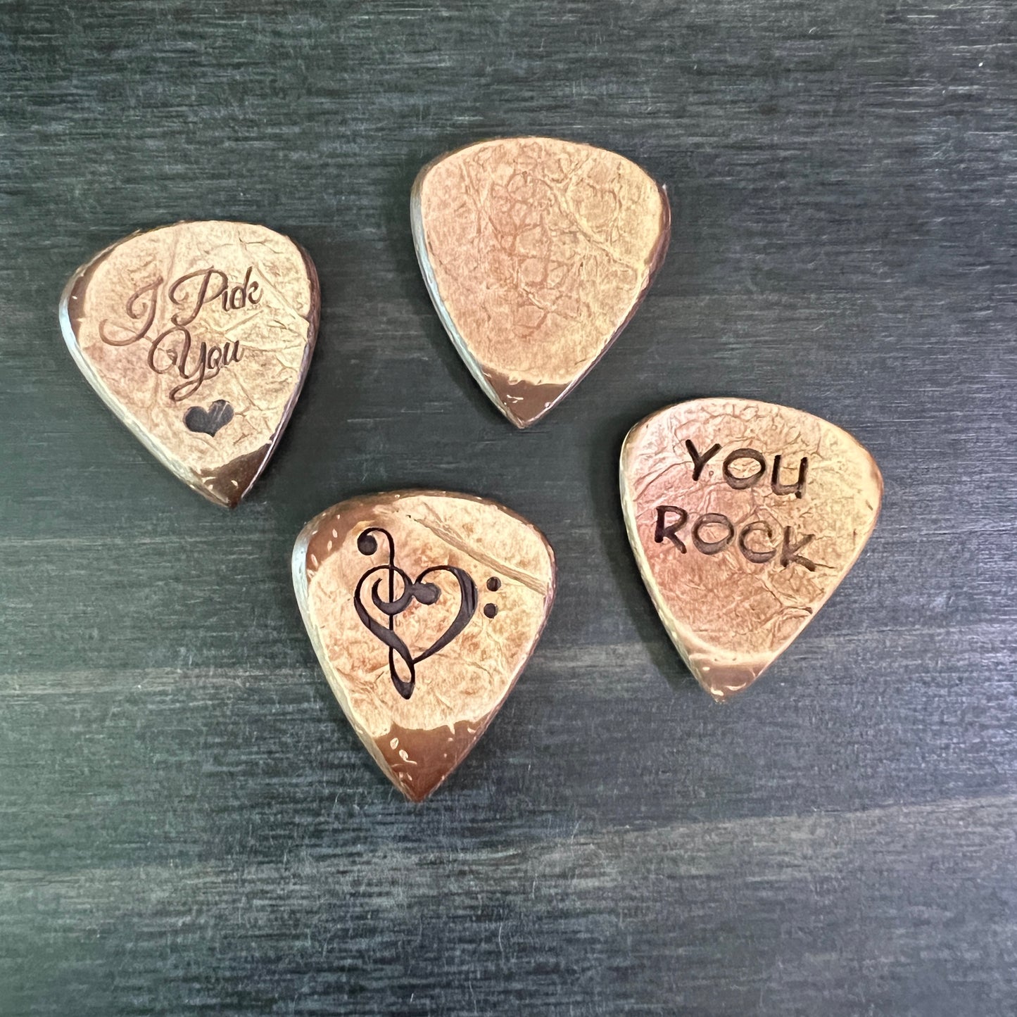 Custom Engraved Guitar Pick with Leather Pouch, Choice of Wood or Bone