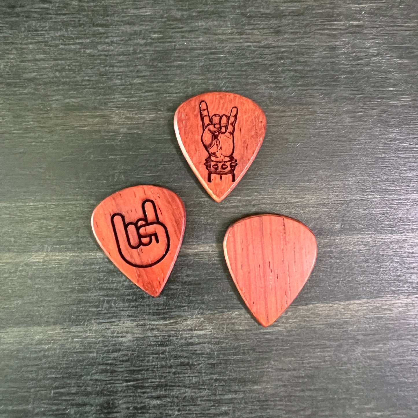 Custom Engraved Guitar Pick with Leather Pouch, Choice of Wood or Bone