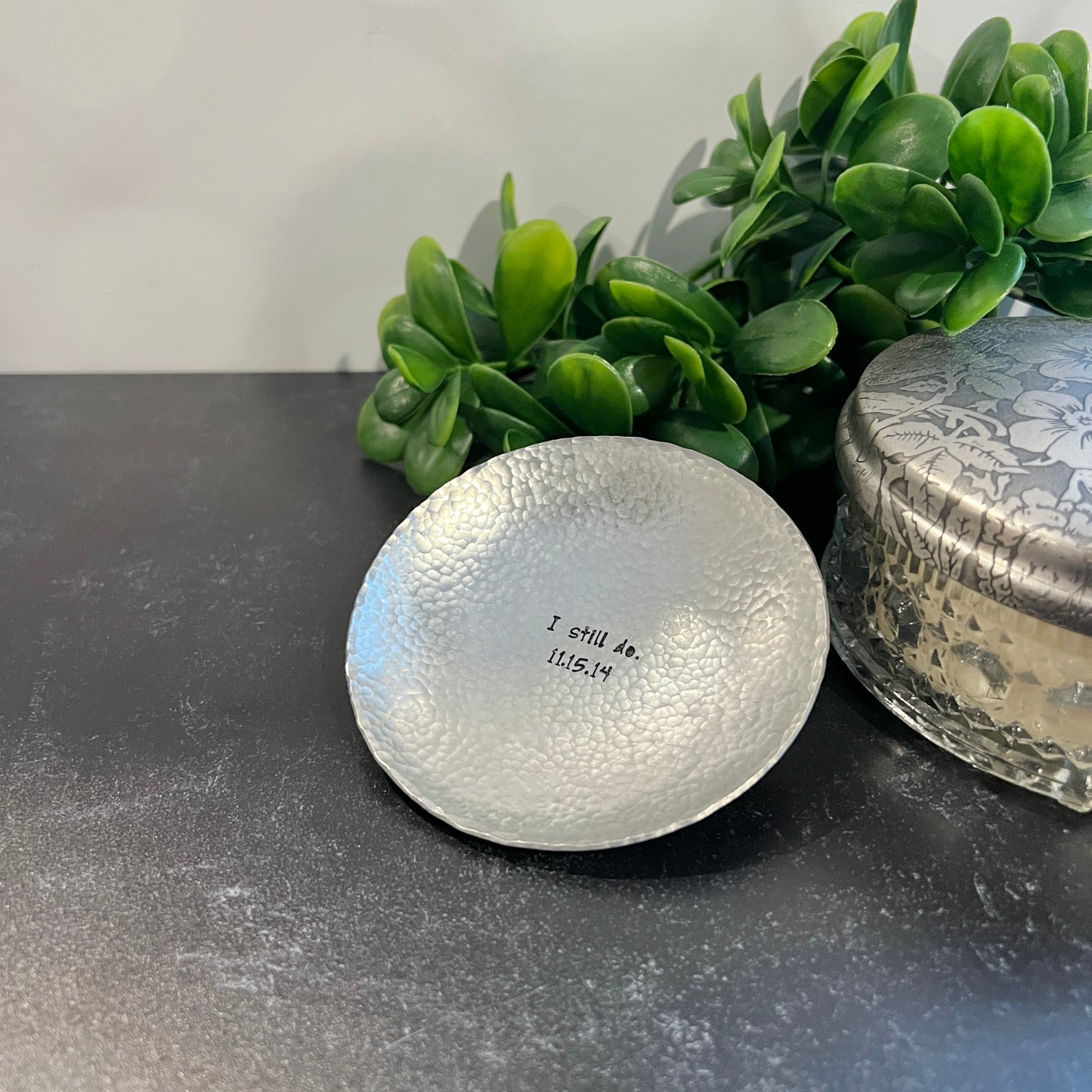 Personalized Handcrafted Pewter Ring Dish