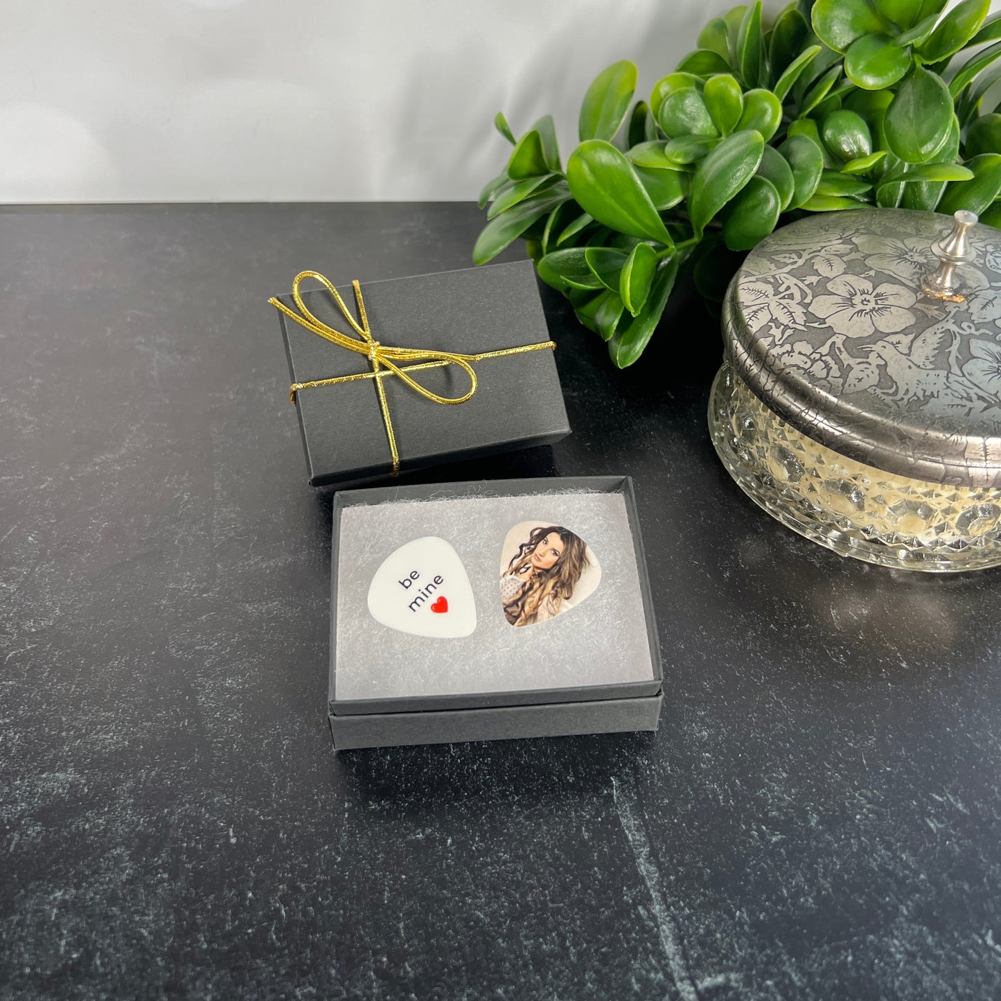 Photo Guitar Picks Set; 2 Personalized Picks with Gift Box