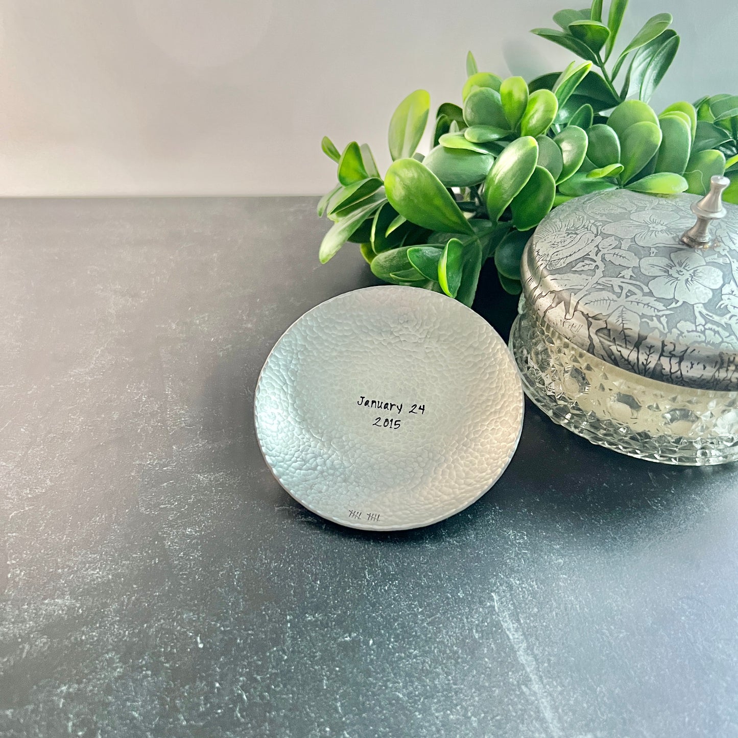 Personalized Handcrafted Pewter Ring Dish