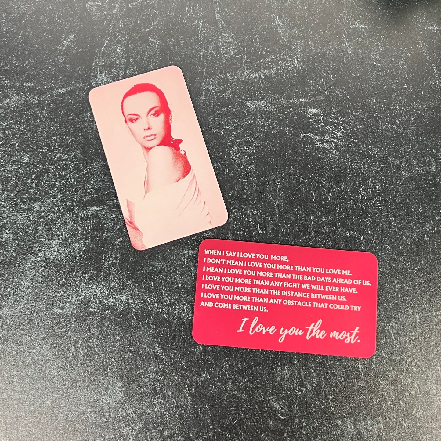 I Love You Most" Metal Engraved Wallet Card with Pouch