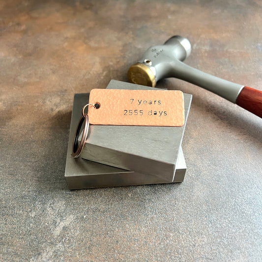 Personalized Copper Keychain – 7th or 27th Anniversary Gift for Him or Her