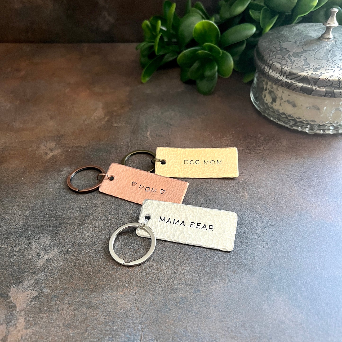 Custom Mother's Day Keychain Gift in Copper, Bronze, or Pewter
