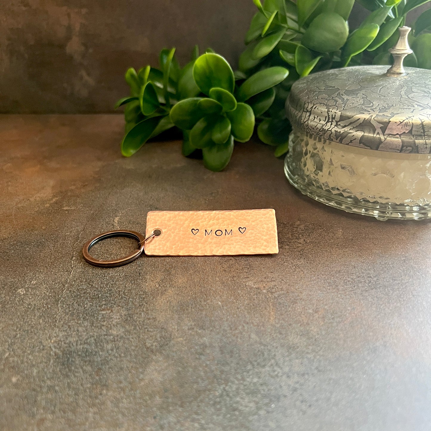 Custom Mother's Day Keychain Gift in Copper, Bronze, or Pewter