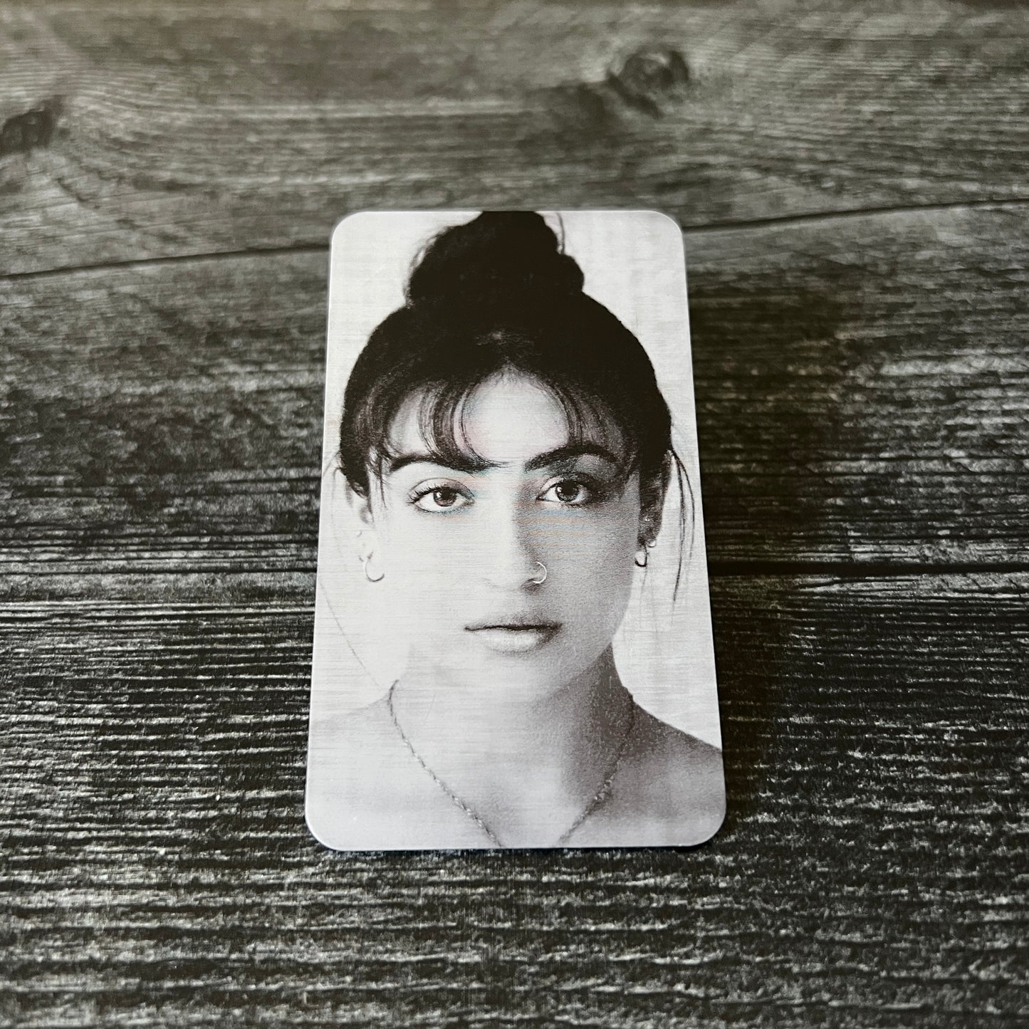 Custom Metal Engraved Photo Wallet Insert with Your Text on the Back