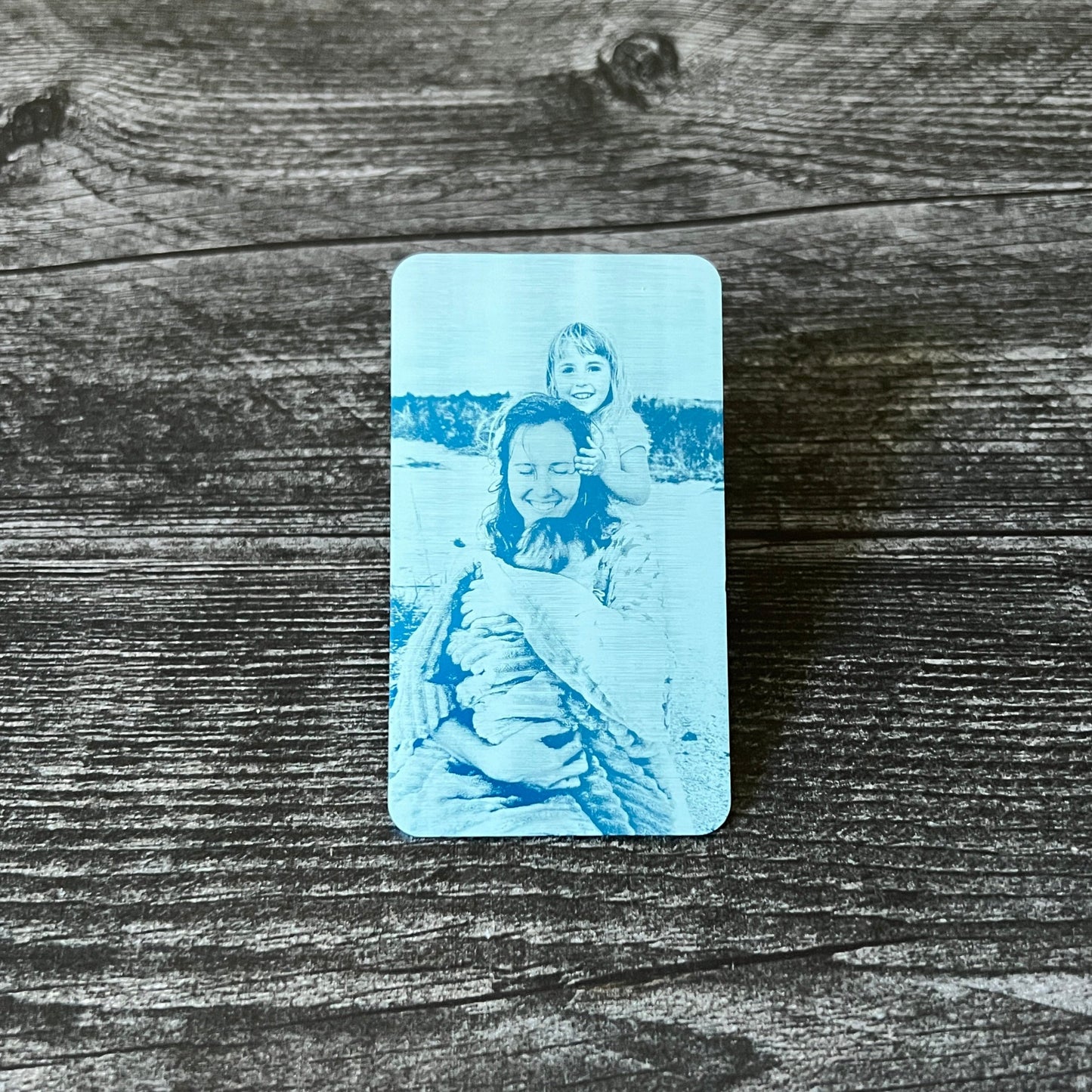 Custom Metal Engraved Photo Wallet Insert with Your Text on the Back