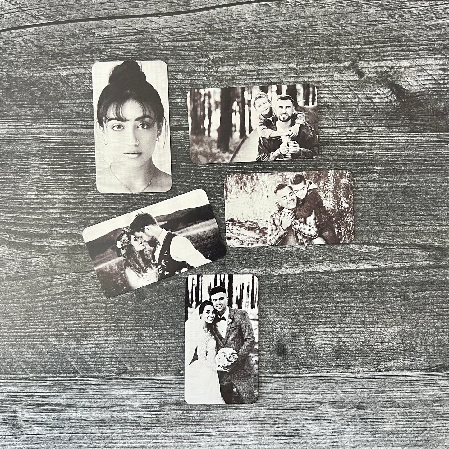 Custom Metal Engraved Photo Wallet Insert with Your Text on the Back