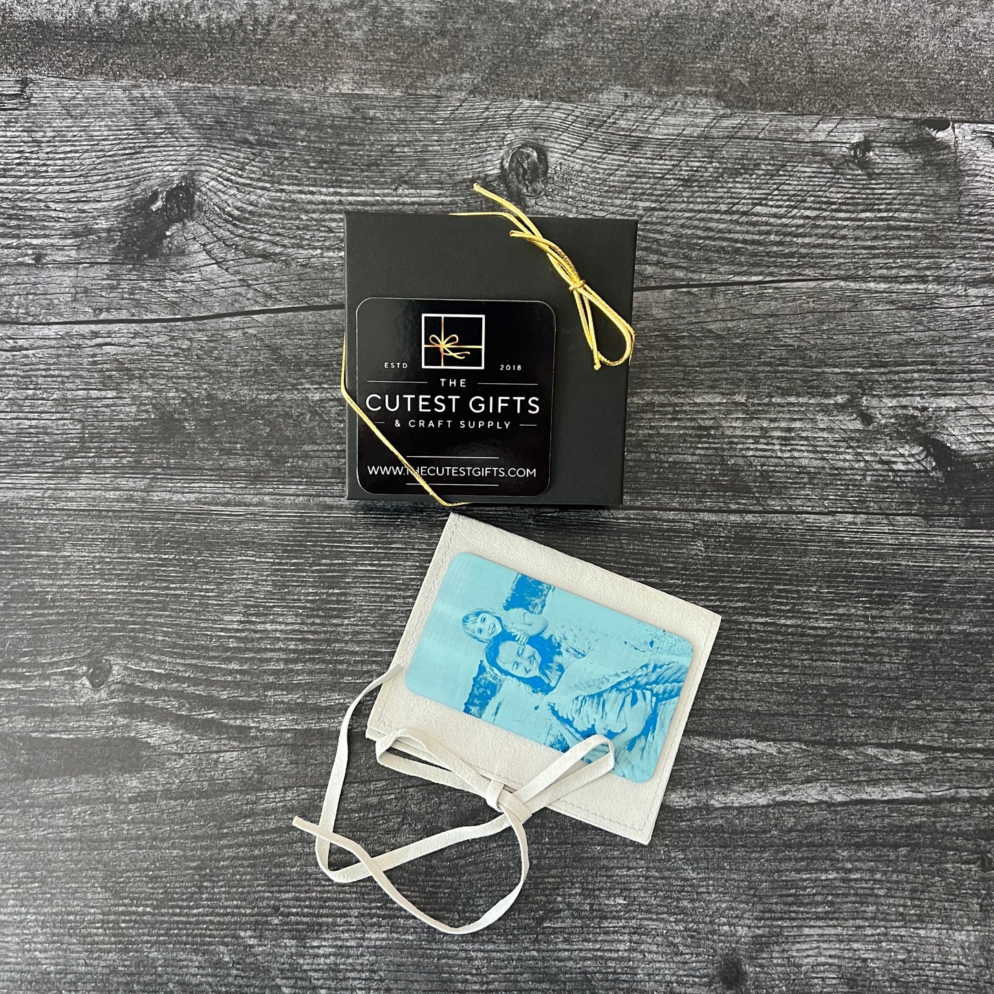 Custom Metal Engraved Photo Wallet Insert with Your Text on the Back