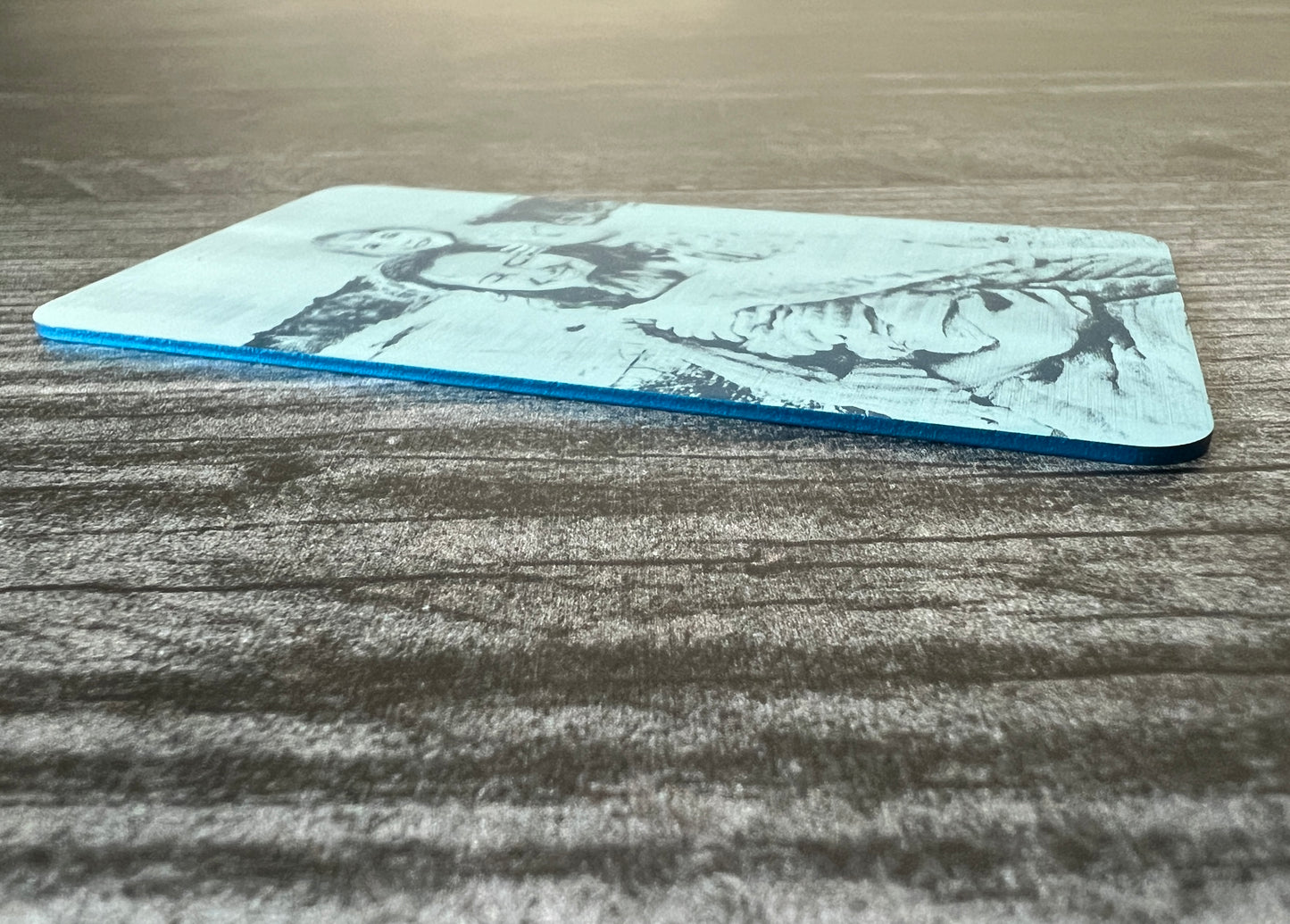 Custom Metal Engraved Photo Wallet Insert with Your Text on the Back