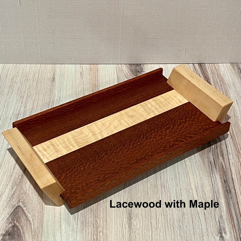 lacewood catchall tray, lacewood with maple tray