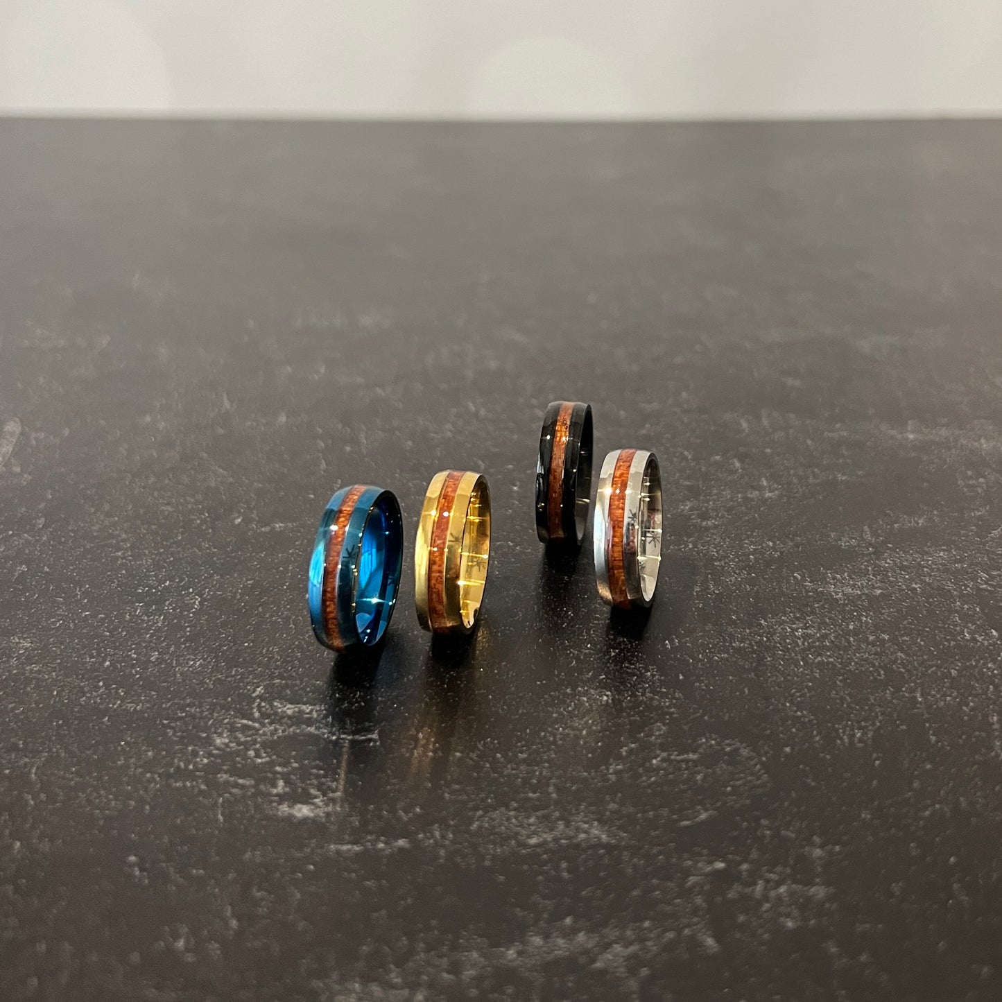 Men's Stainless Ring with Wooden Inlay