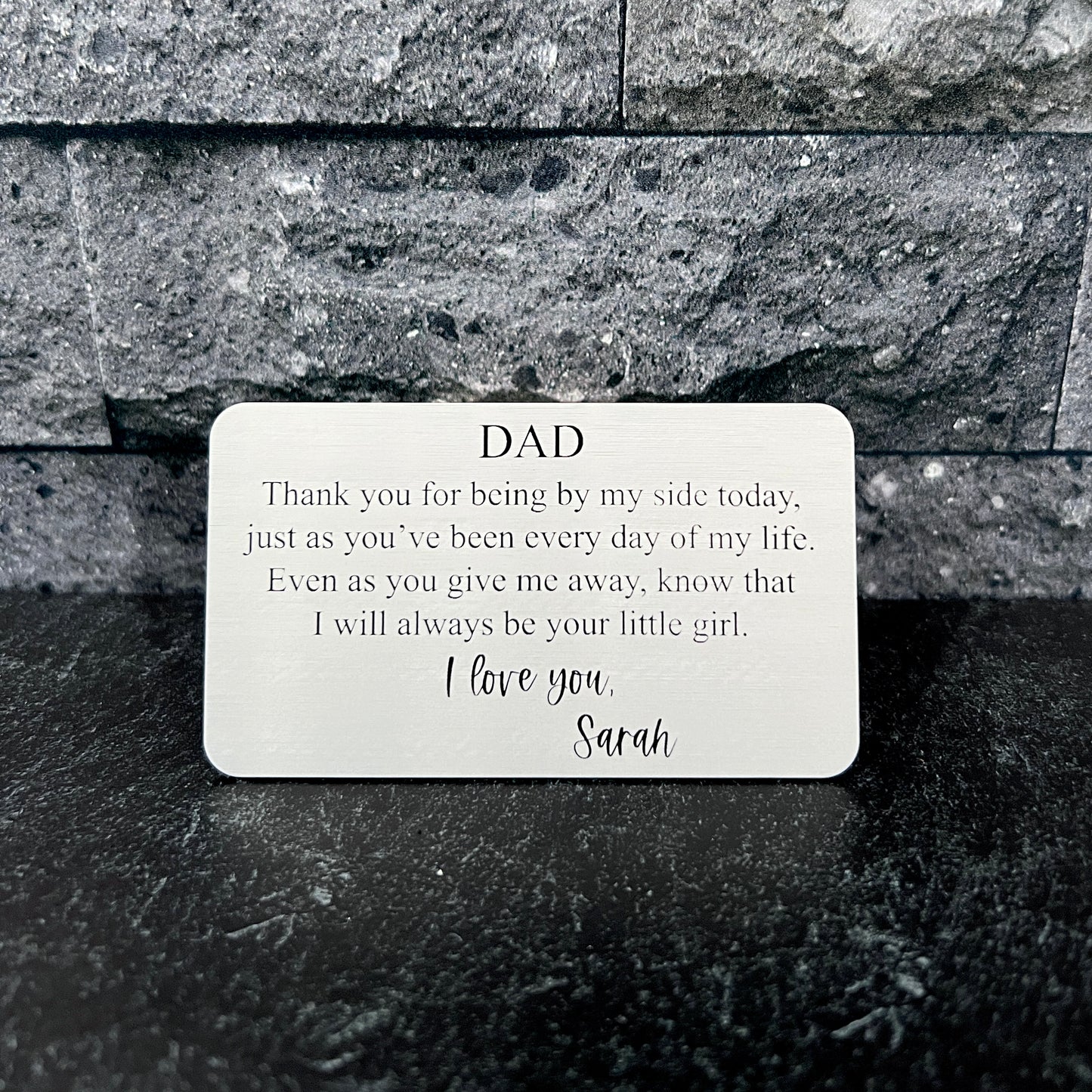 Personalized Engraved Metal Wallet Card – Custom Text on Front or Both Sides