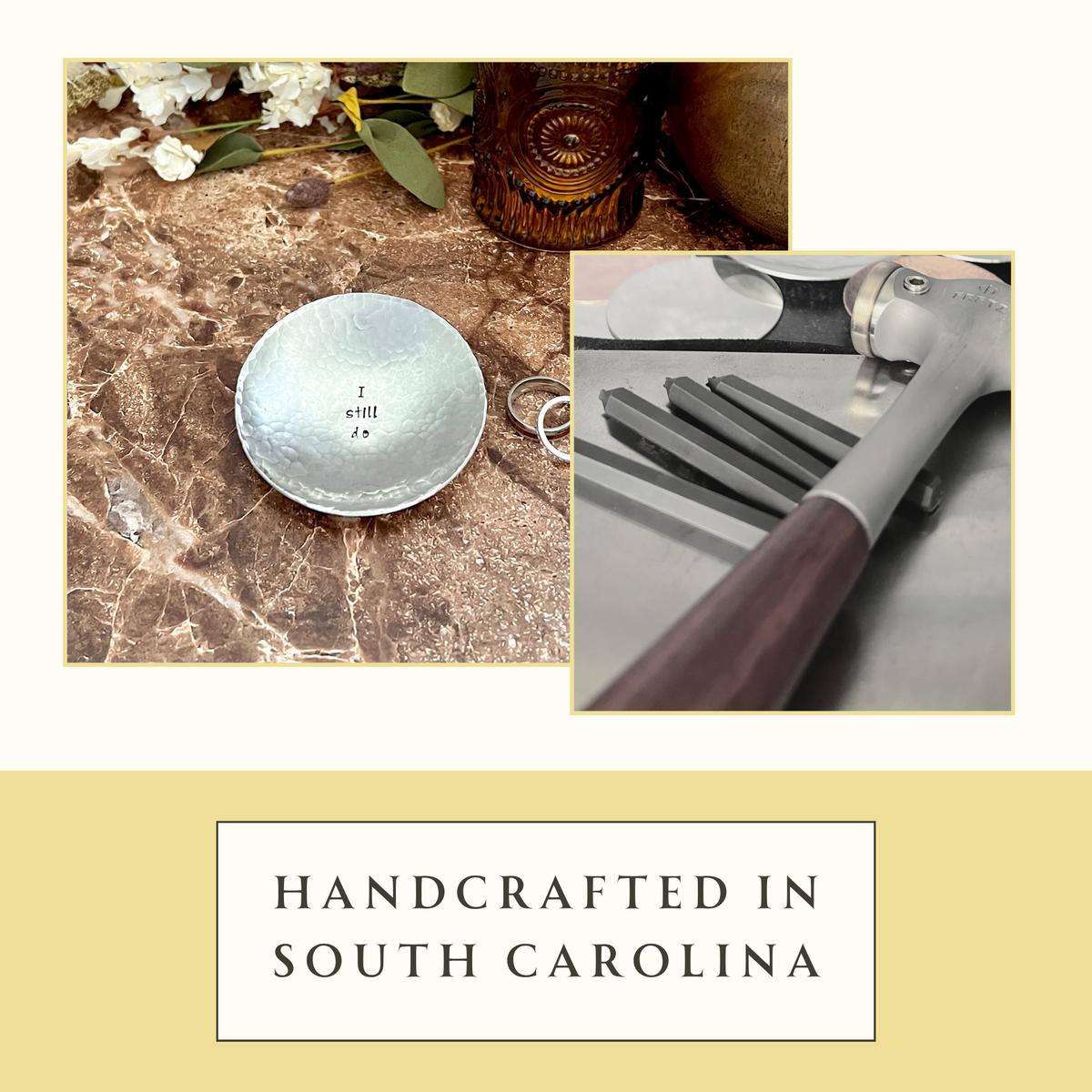 "I Still Do" Hand-Stamped Pewter Ring Dish, Round