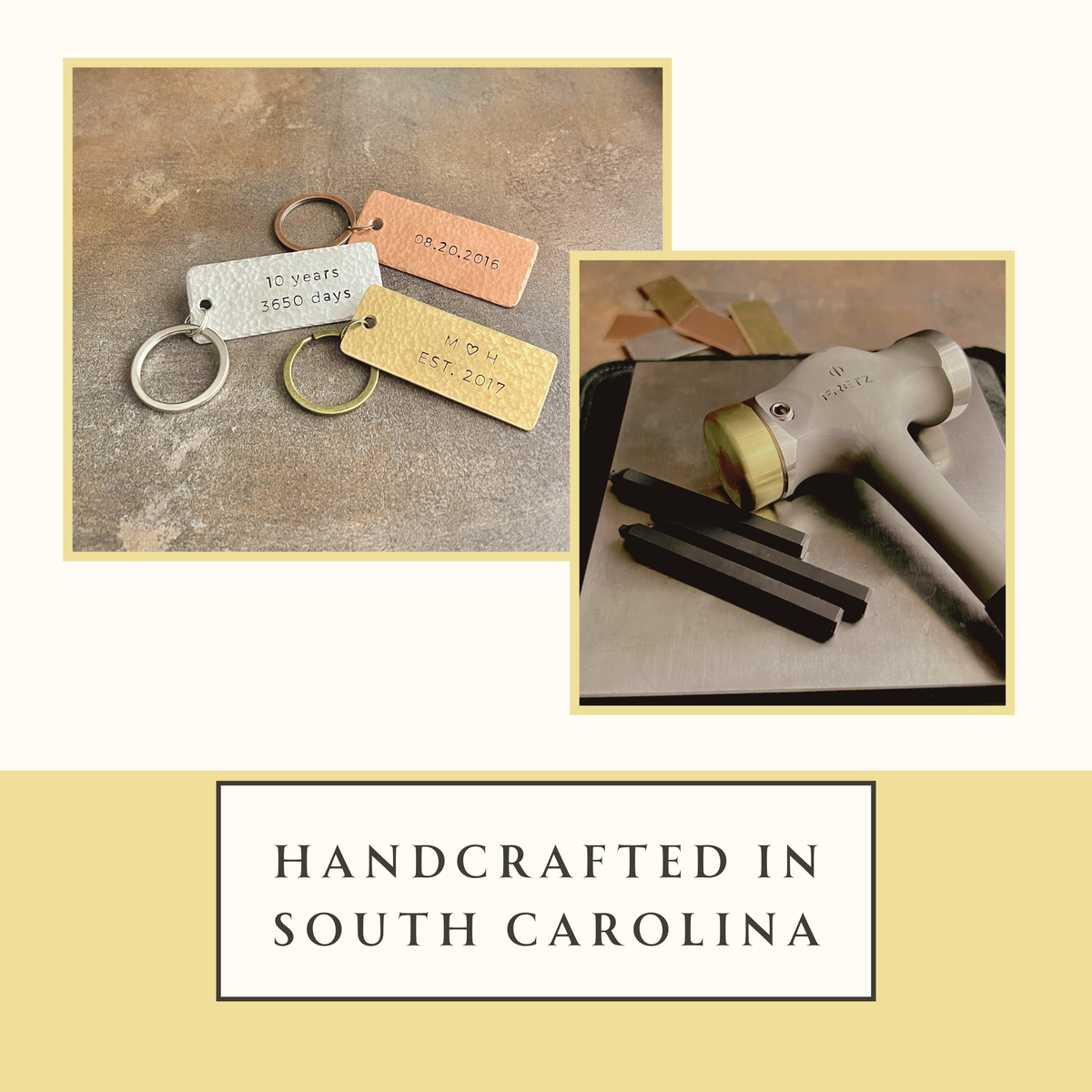 Personalized Bronze Keychain — Handcrafted & Hand-Stamped