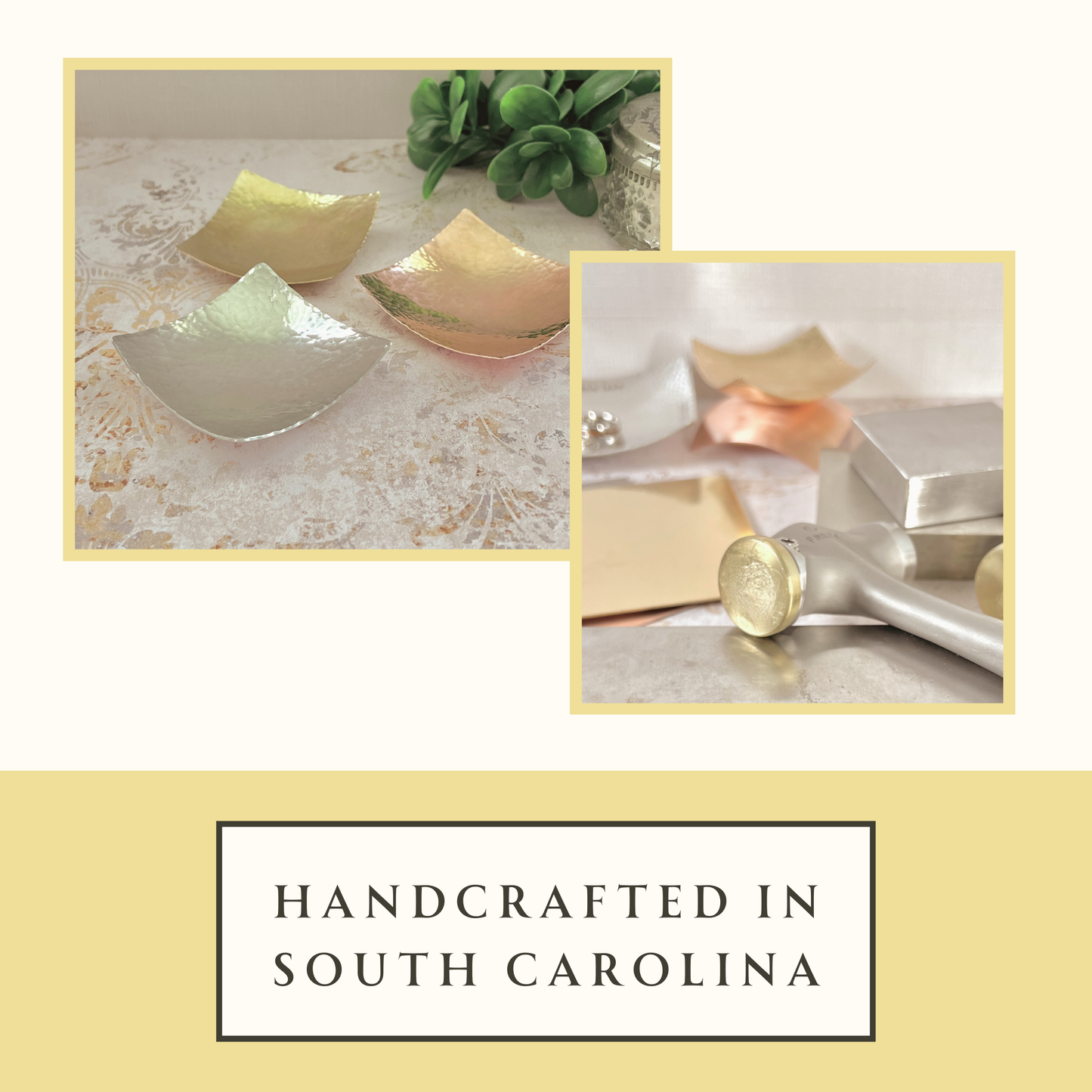 Handcrafted Square Copper Ring Dish – Hammered or Brushed Finish