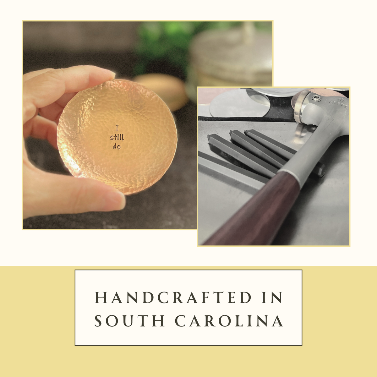 "I Still Do" Hand-Stamped Copper Ring Dish, Round