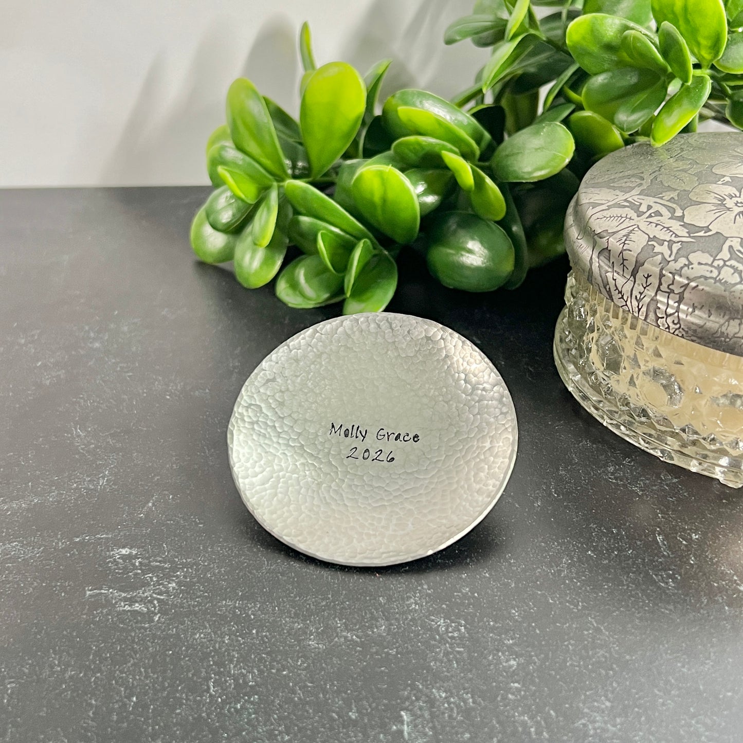 Personalized Handcrafted Pewter Ring Dish
