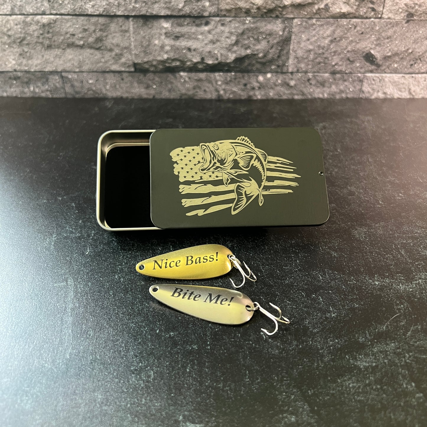Personalized Fishing Lure Gift Set with Tin; Thoughtful Gift for Him