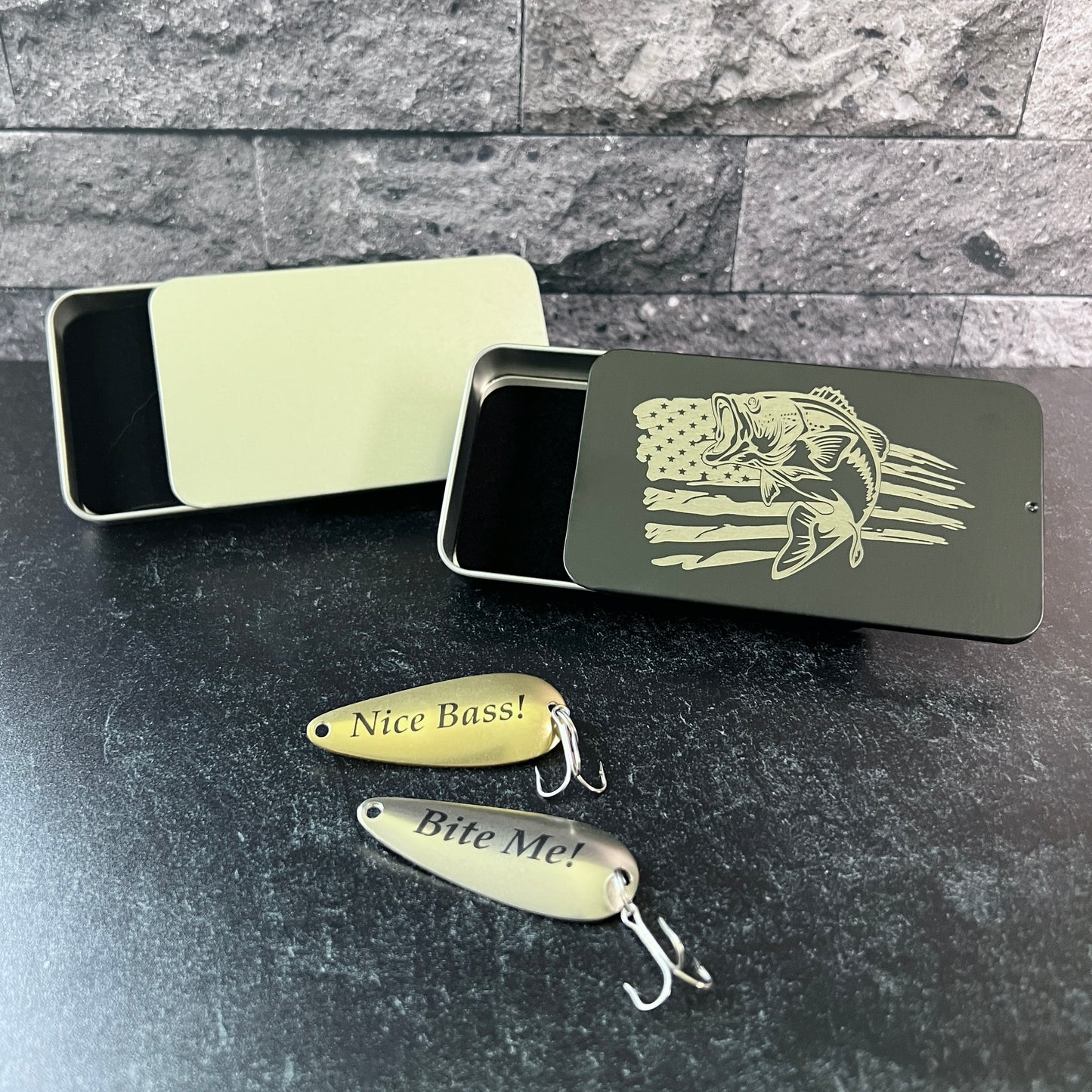 Personalized Fishing Lure Gift Set with Tin; Thoughtful Gift for Him