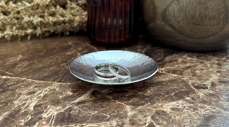 Handcrafted pewter anniversary gifts — ring dishes and keychains made in South Carolina