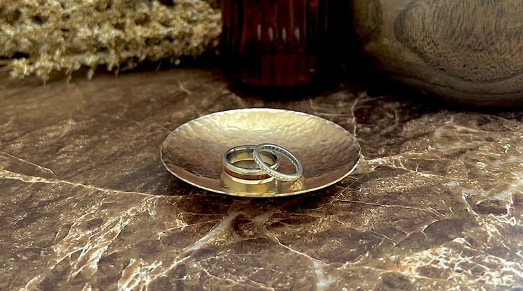Handcrafted bronze anniversary gifts — ring dishes and keychains made in South Carolina