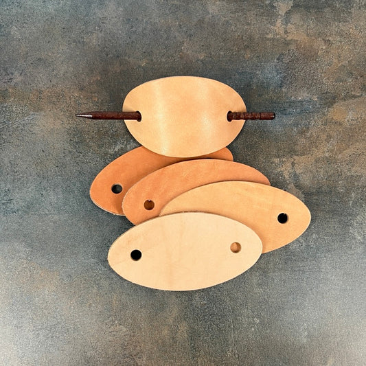 Leather Hair Barrette Blanks with Wooden Stick – DIY Veg-Tanned Leather Craft Supply