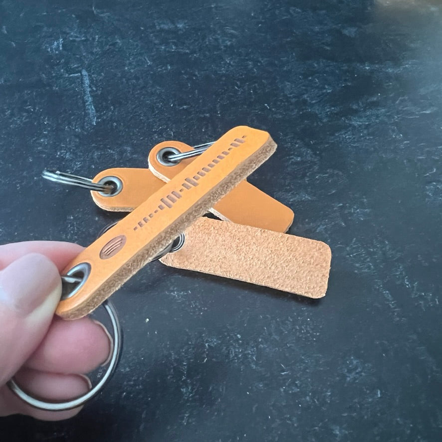 Personalized Natural Leather Keychain – Custom Engraved Gift or Favor for Him or Her