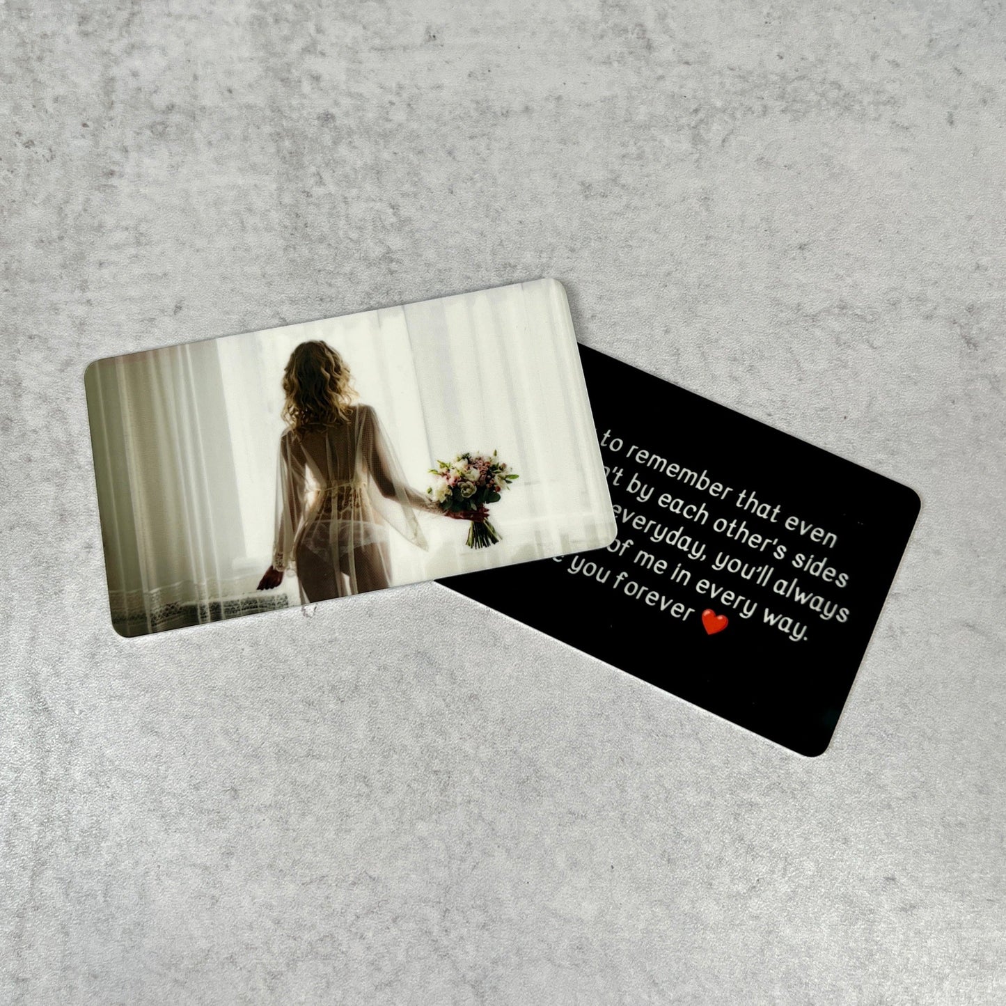 Personalized Boudoir Photo Wallet Card – Custom Color Photo with Optional Message