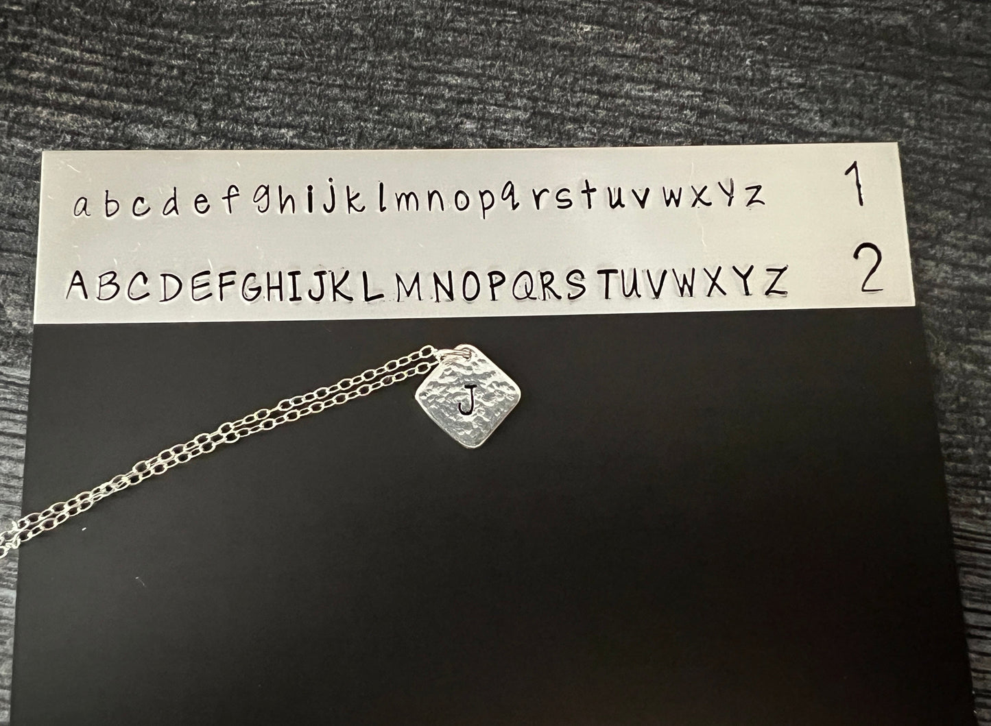 Hammered .925 Sterling Silver Initial Pendant with Fine Sterling Silver Chain
