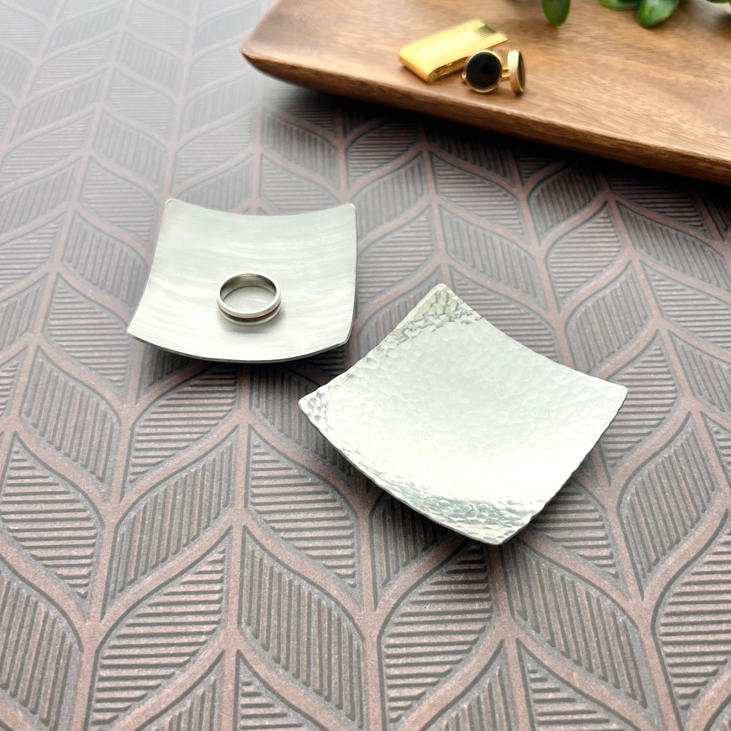Pewter Square Tray – Compact Minimalist Metal Dish