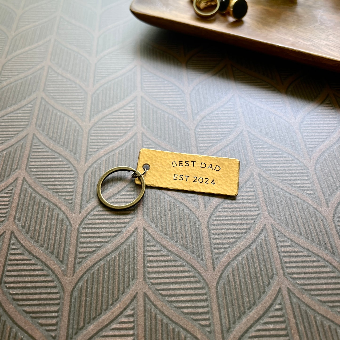 Personalized Bronze Keychain – 8th or 19th Anniversary Gift, Handcrafted in USA