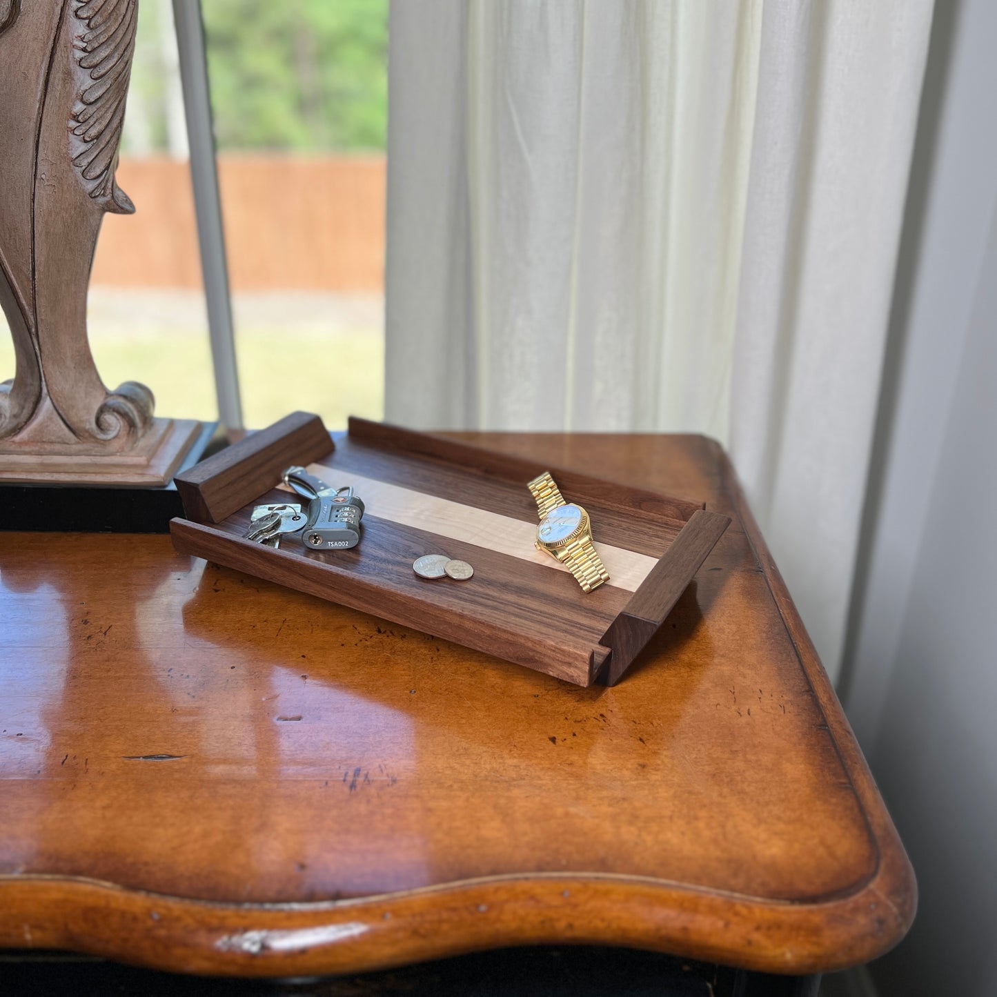 Handcrafted Wood Valet Tray - Walnut, Cherry, or Lacewood