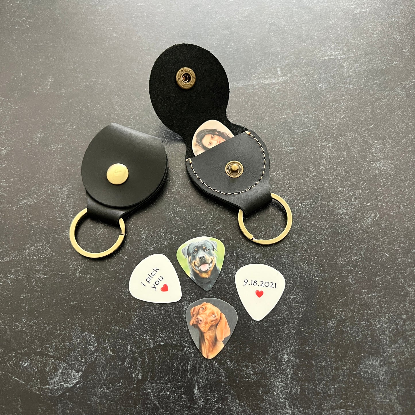 Color Photo Guitar Picks with Text – Personalized Music Keepsake, 1, 2, or 5 Pack