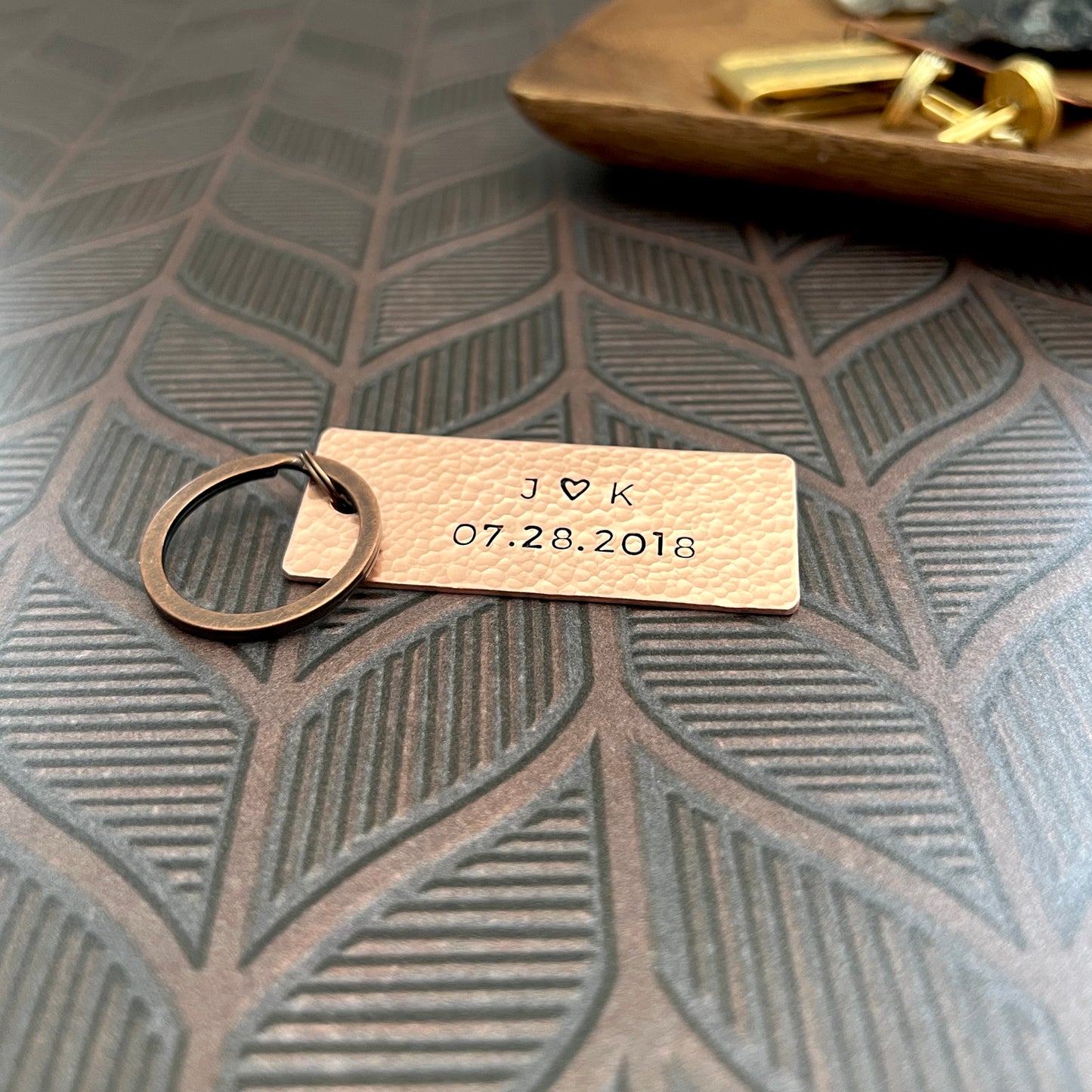 Custom Hand-Stamped Keychain – Copper, Bronze, or Pewter Christmas Gift