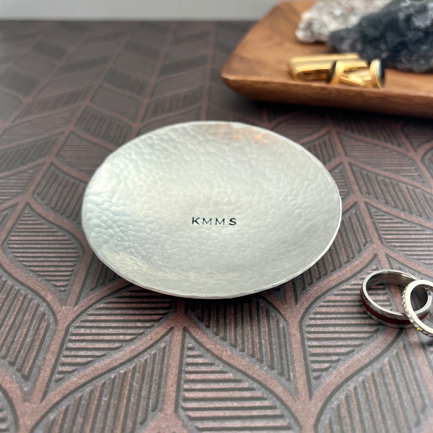 Custom Engraved Ring Dish – Small or Medium Round in Copper, Bronze, or Pewter
