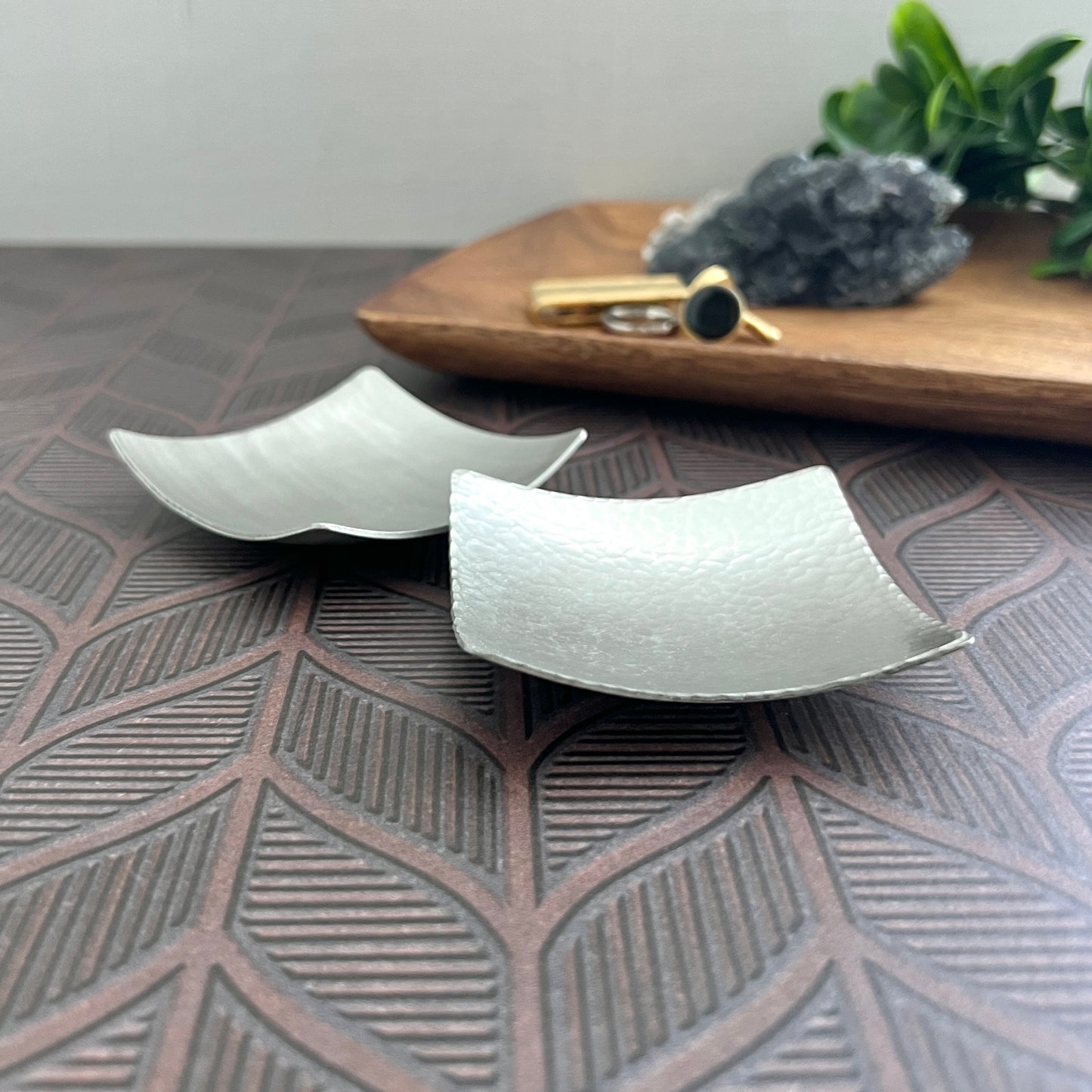 Hammered Copper, Bronze, or Pewter Square Ring Dish – 3" Minimalist Christmas Gift