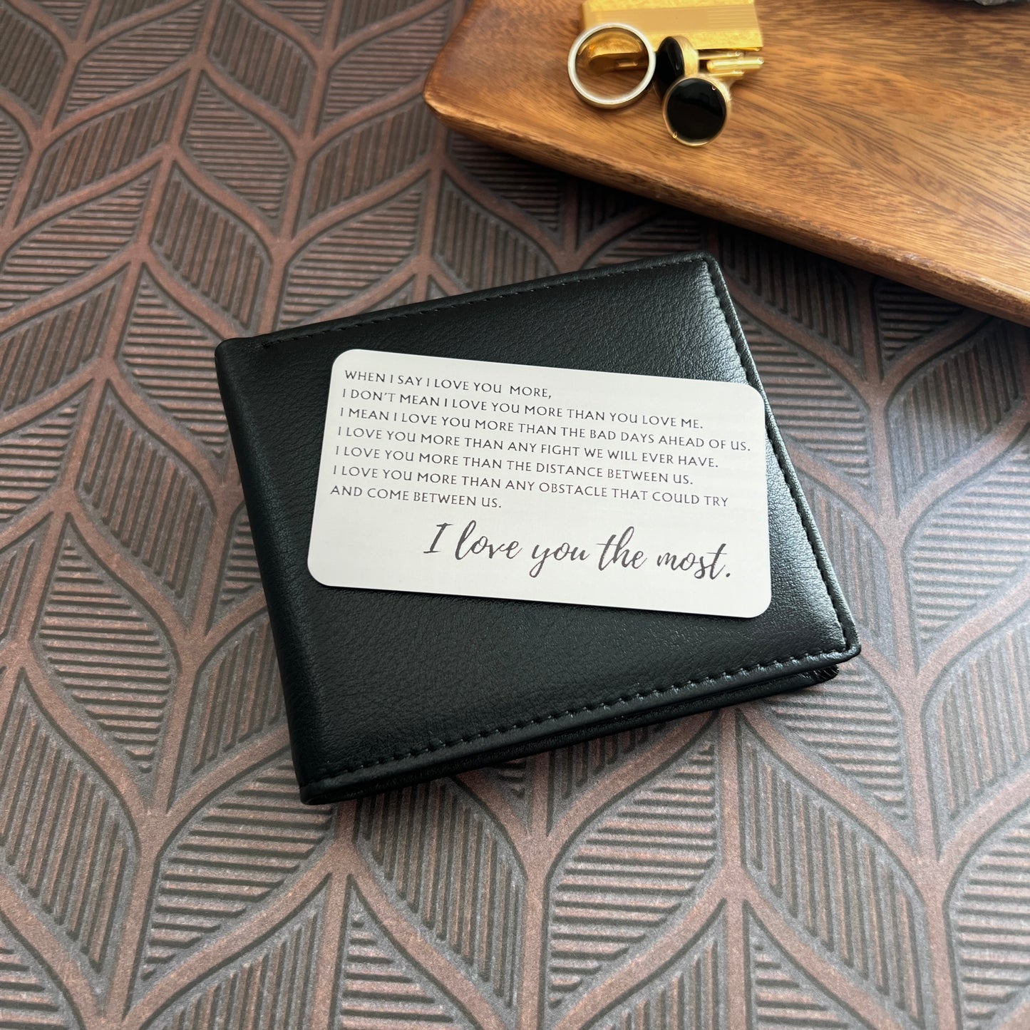 Engraved Metal Wallet Card – “I Love You Most” with Optional Photo