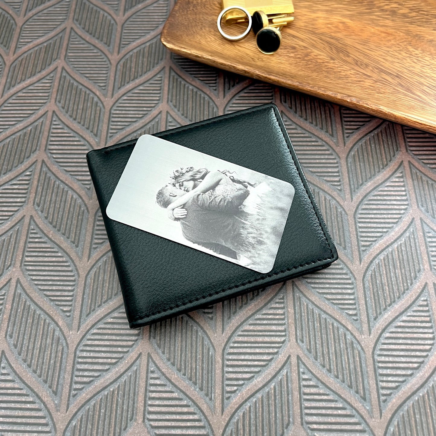 Custom Engraved Metal Photo Wallet Card – Add Your Image & Text