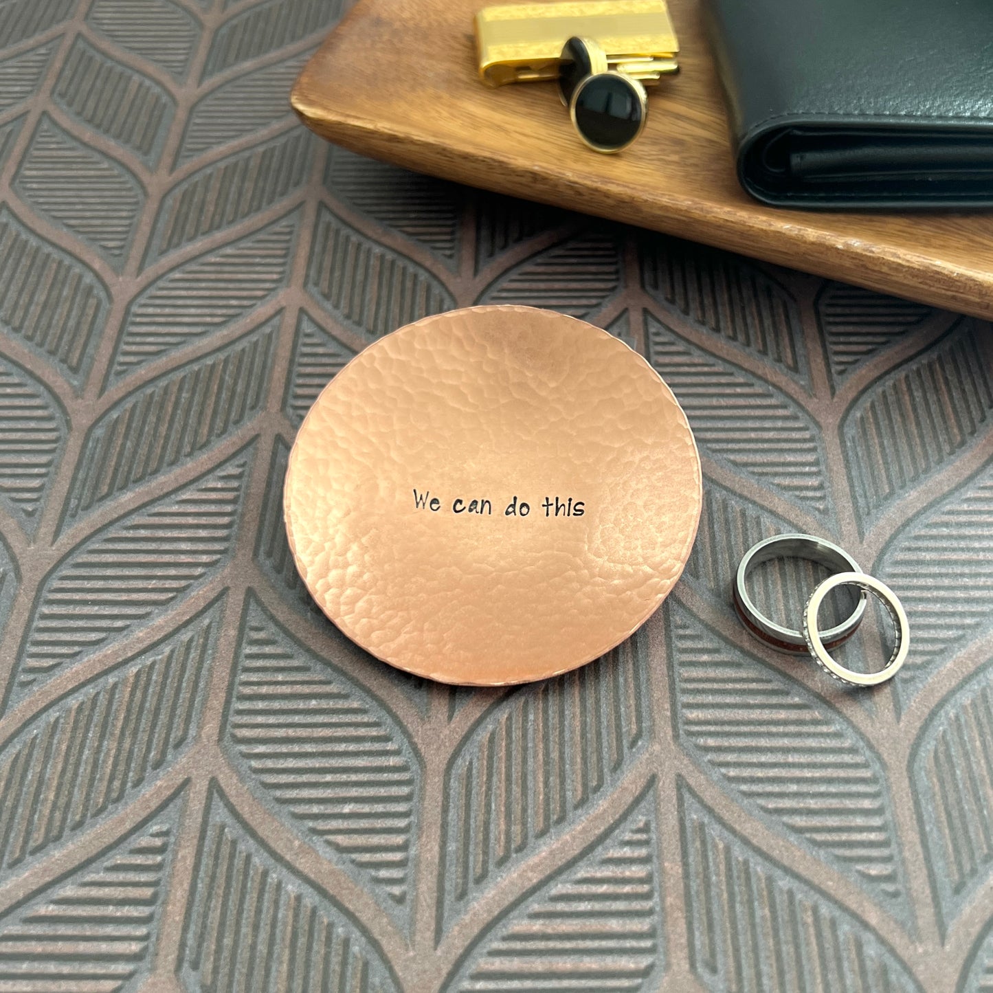 Custom Engraved Ring Dish – Small or Medium Round in Copper, Bronze, or Pewter