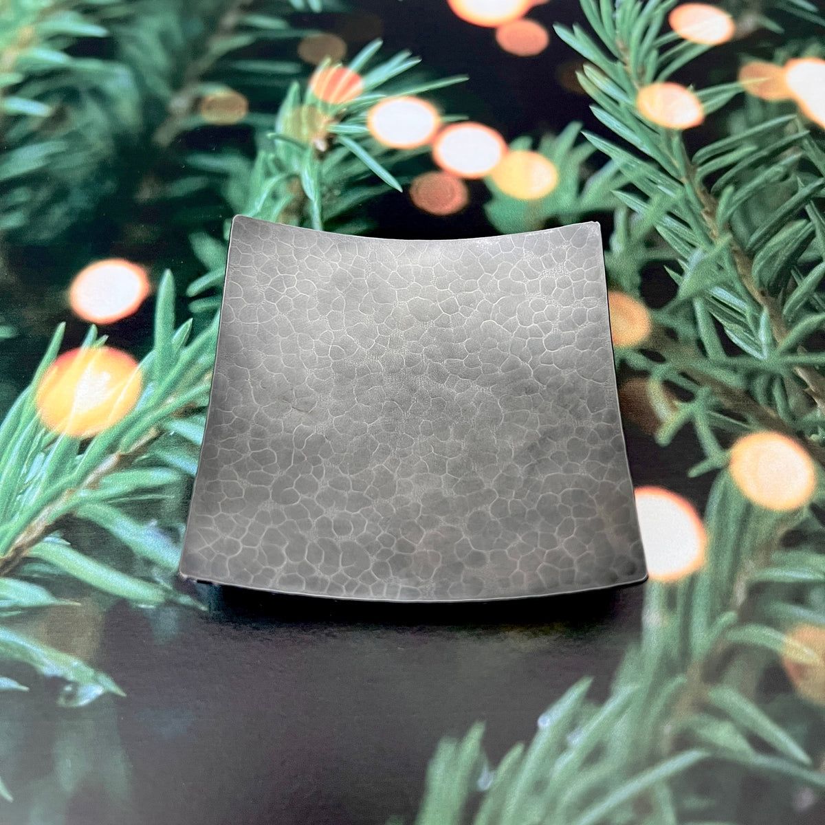 Steel Ring Dish - Square, Hammered