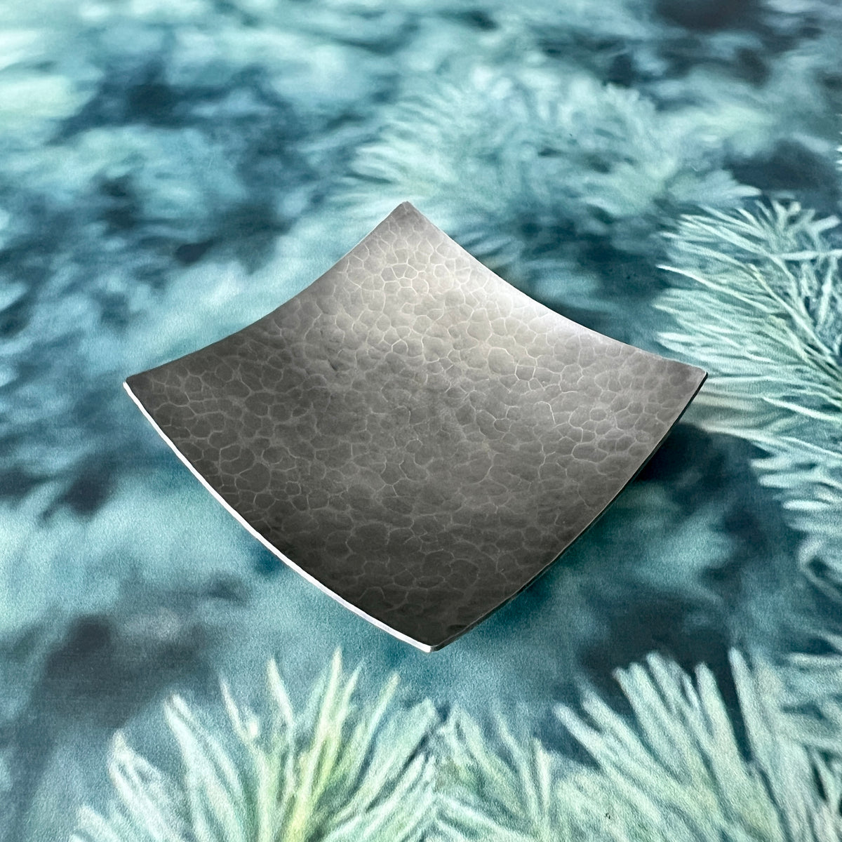 Steel Ring Dish - Square, Hammered