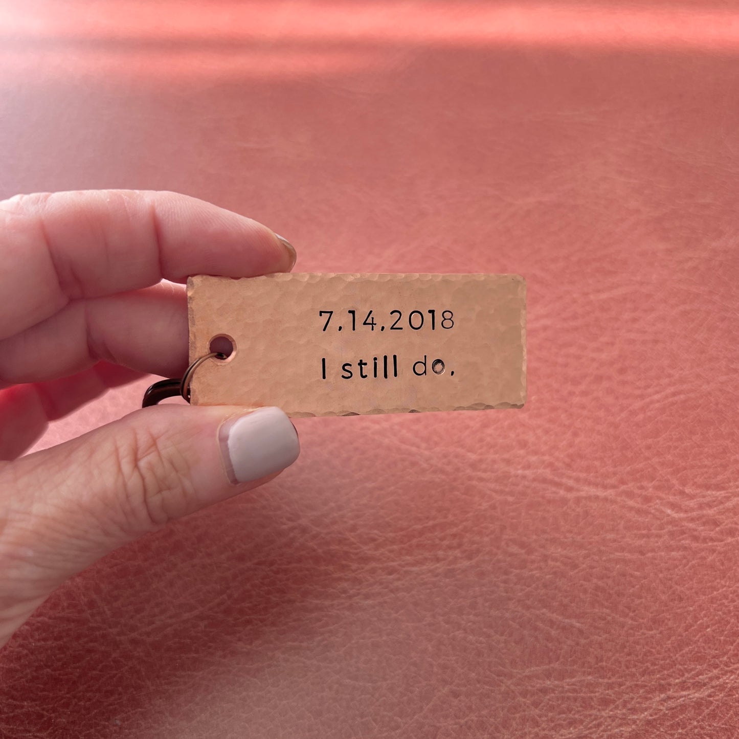 Custom Hand-Stamped Keychain – Copper, Bronze, or Pewter Christmas Gift
