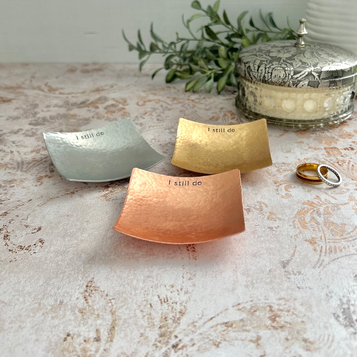 Handmade “I Still Do” Ring Dish – Best-Selling Anniversary Gift in Copper, Bronze & Pewter