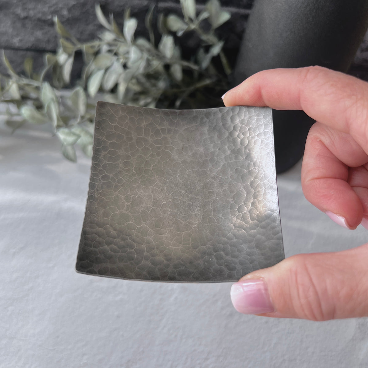 Steel Ring Dish - Square, Hammered