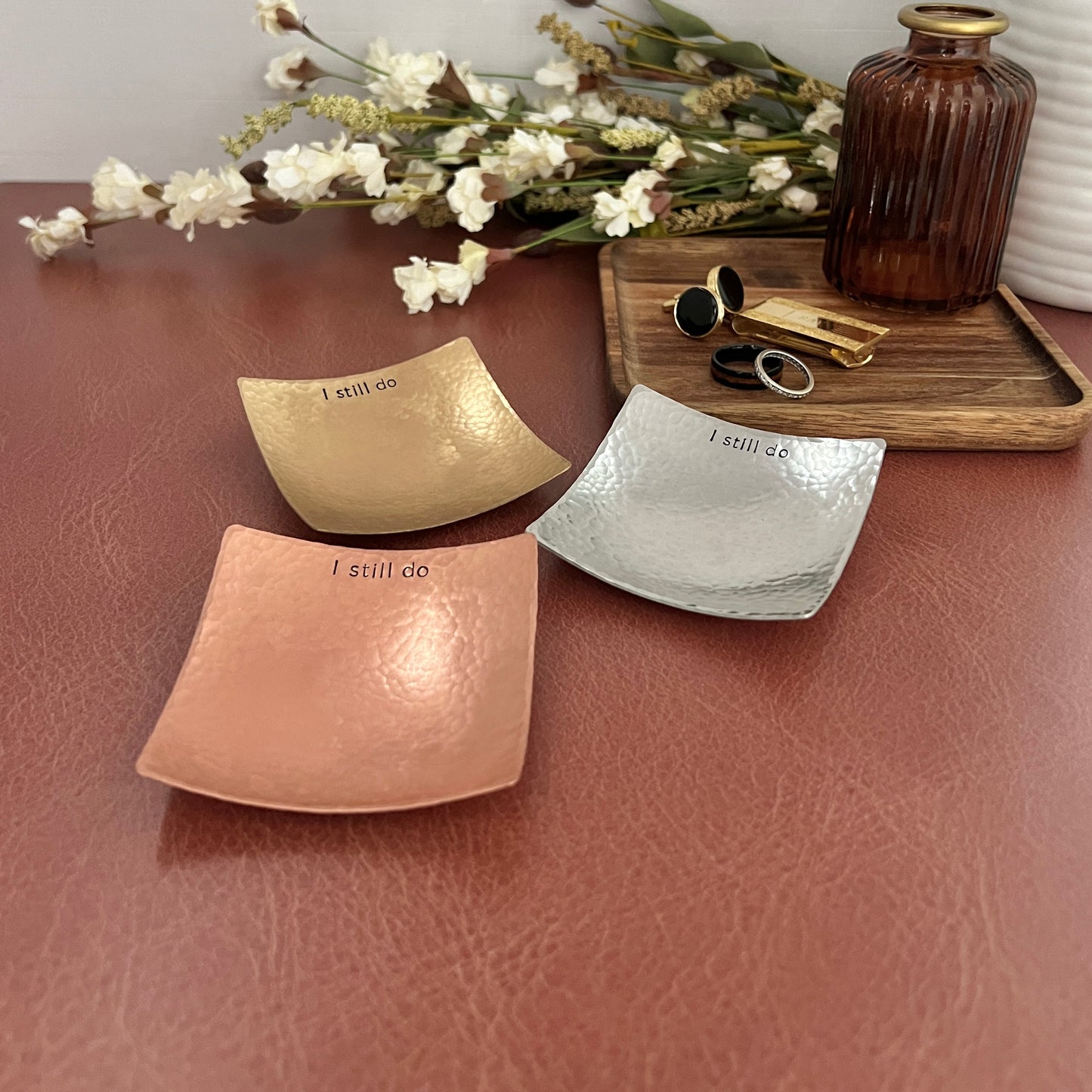 "I Still Do" Hand-Stamped Copper Ring Dish, Square